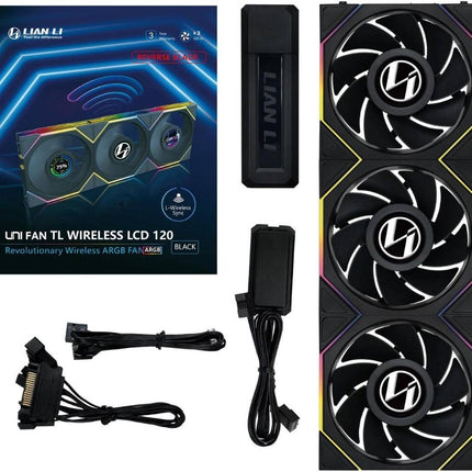 Lian Li Uni Fan Tl Lcd120 Mm 3 Pack Black Wireless